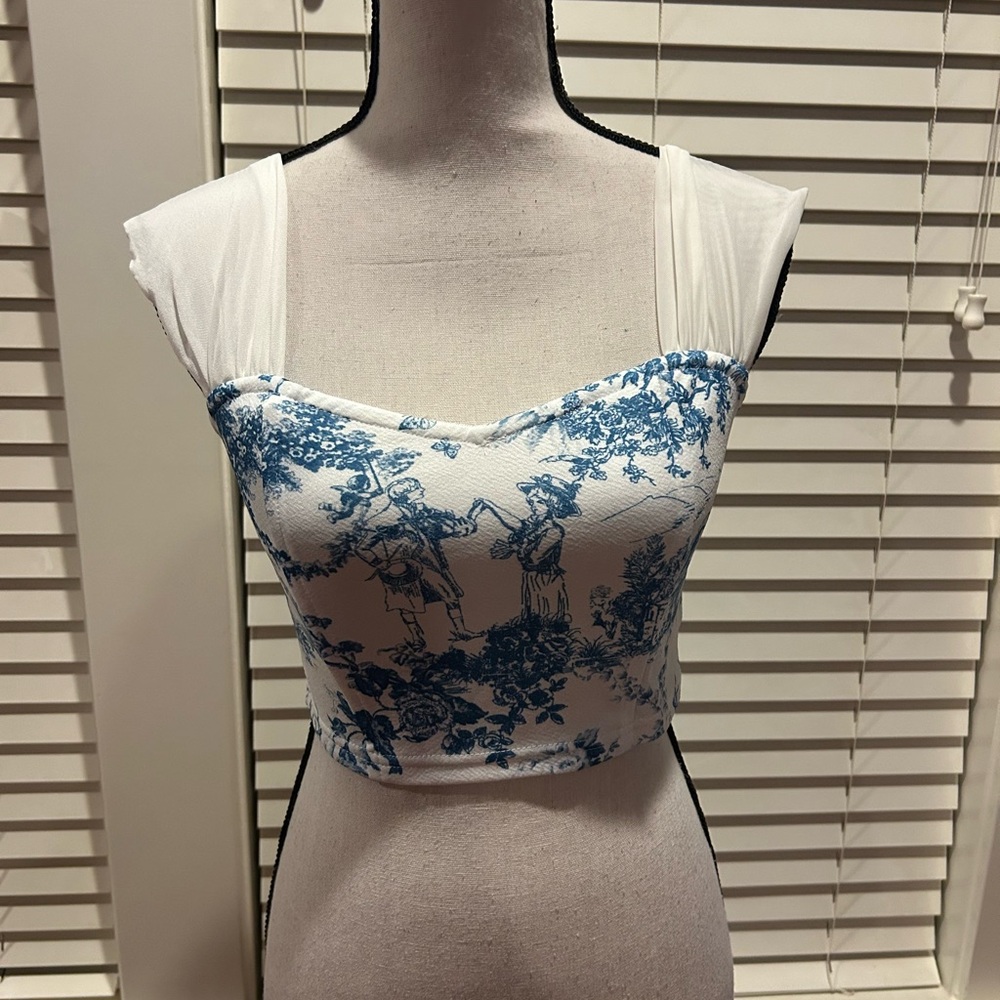 SHEIN Blue and White Crop Top